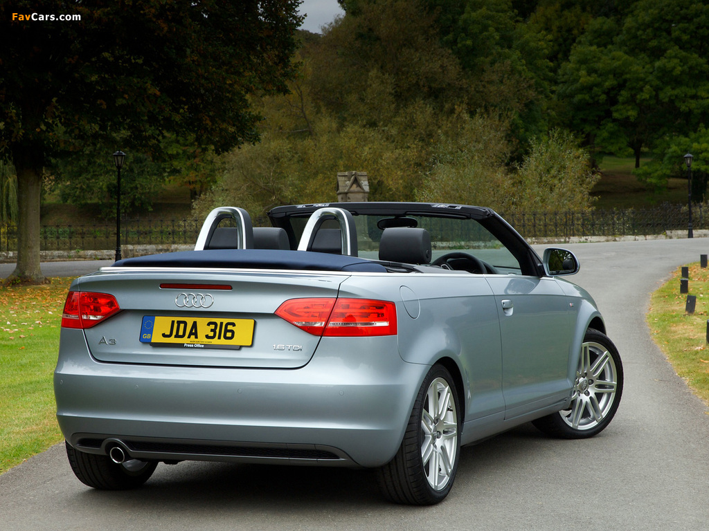 Audi A3 1.6 TDI S-Line Cabriolet UK-spec 8PA (2008–2010) photos (1024 x 768)