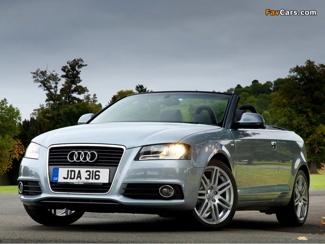 Audi A3 1.6 TDI S-Line Cabriolet UK-spec 8PA (2008–2010) wallpapers (640 x 480)