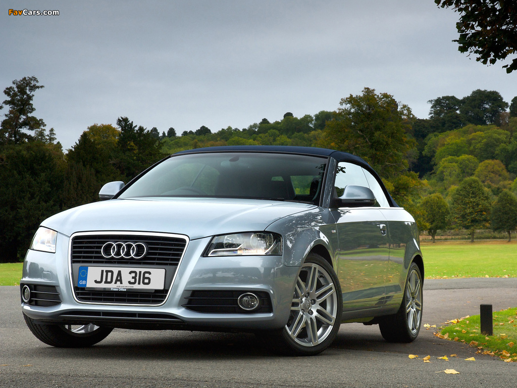 Audi A3 1.6 TDI S-Line Cabriolet UK-spec 8PA (2008–2010) wallpapers (1024 x 768)