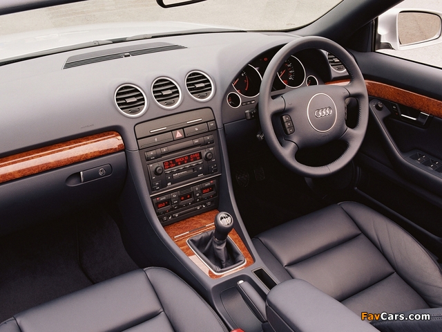 Audi A4 2.4 Cabrio UK-spec B6,8H (2001–2005) photos (640 x 480)