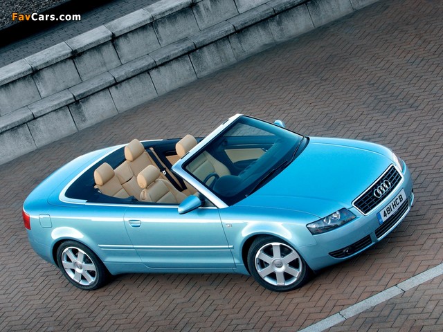 Audi A4 1.8T quattro Cabrio UK-spec B6,8H (2001–2005) pictures (640 x 480)