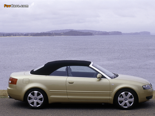 Audi A4 2.0 Cabrio AU-spec (B6,8H) 2002–06 wallpapers (640 x 480)