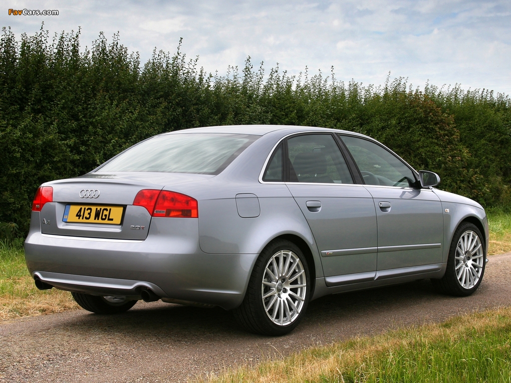 Audi A4 2.0T S-Line Sedan UK-spec B7,8E (2004–2007) images (1024 x 768)