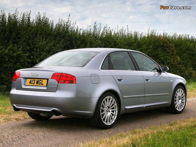 Audi A4 2.0T S-Line Sedan UK-spec B7,8E (2004–2007) images (640 x 480)