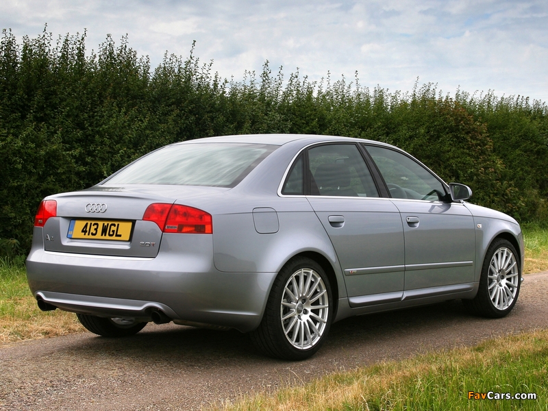 Audi A4 2.0T S-Line Sedan UK-spec B7,8E (2004–2007) images (800 x 600)