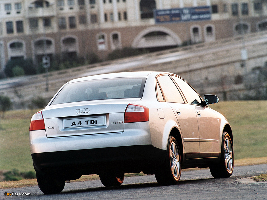 Images of Audi A4 1.9 TDI Sedan ZA-spec B6,8E (2000–2004) (1024 x 768)