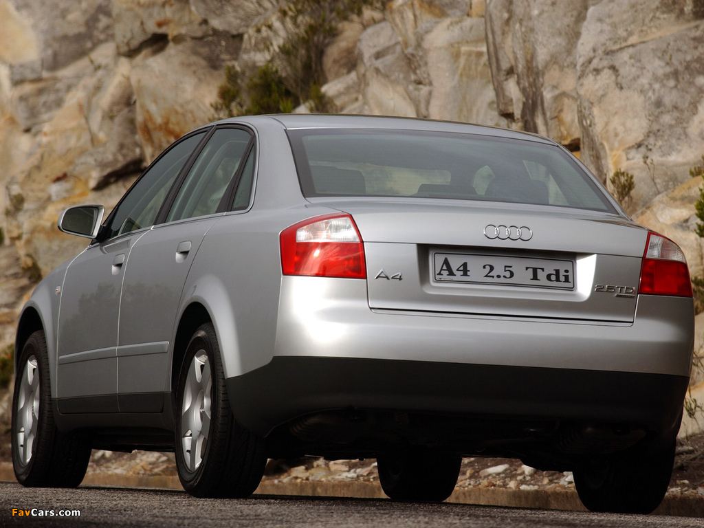 Images of Audi A4 2.5 TDI quattro Sedan ZA-spec B6,8E (2000–2004) (1024 x 768)