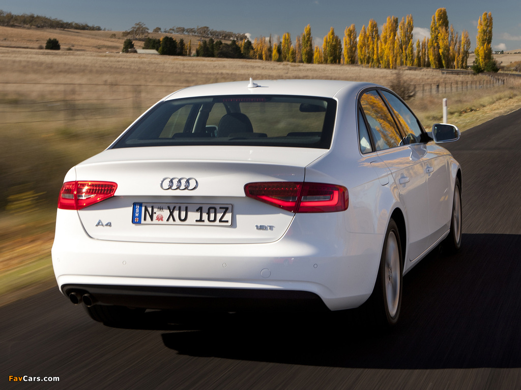 Images of Audi A4 1.8T Sedan AU-spec (B8,8K) 2012 (1024 x 768)