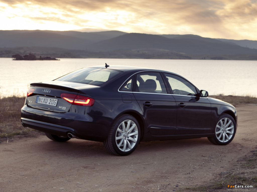 Images of Audi A4 3.0 TDI quattro Sedan AU-spec (B8,8K) 2012 (1024 x 768)