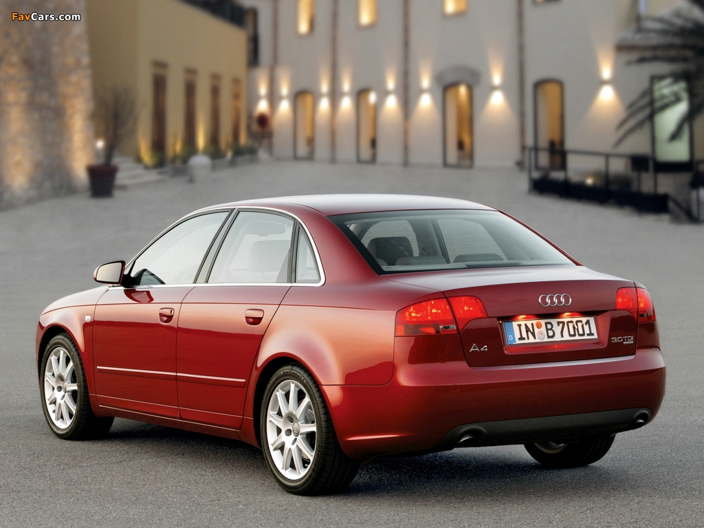 Photos of Audi A4 3.0 TDI quattro Sedan B7,8E (2004–2007) (1024 x 768)