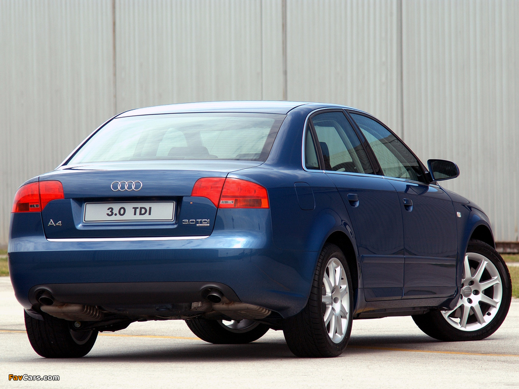 Photos of Audi A4 3.0 TDI quattro Sedan ZA-spec B7,8E (2004–2007) (1024 x 768)