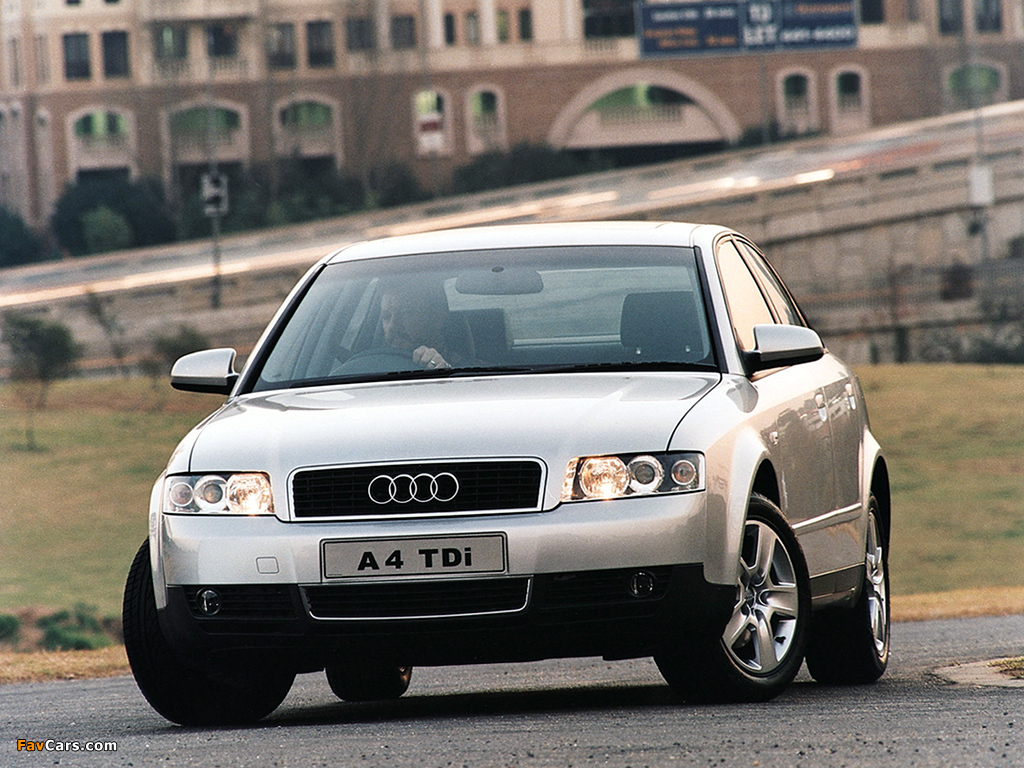 Pictures of Audi A4 1.9 TDI Sedan ZA-spec B6,8E (2000–2004) (1024 x 768)