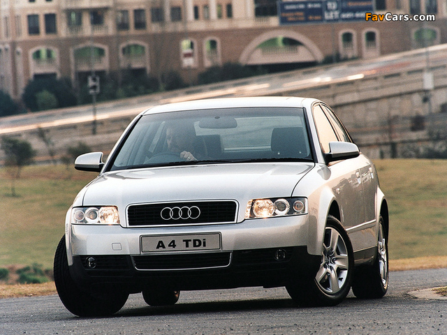 Pictures of Audi A4 1.9 TDI Sedan ZA-spec B6,8E (2000–2004) (640 x 480)