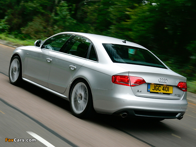 Pictures of Audi A4 3.0 TDI S-Line Sedan UK-spec B8,8K (2009–2011) (640 x 480)