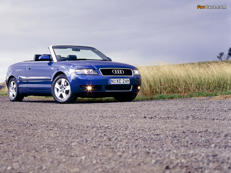 Audi A4 1.8T Cabrio AU-spec (B6,8H) 2003–06 wallpapers (800 x 600)