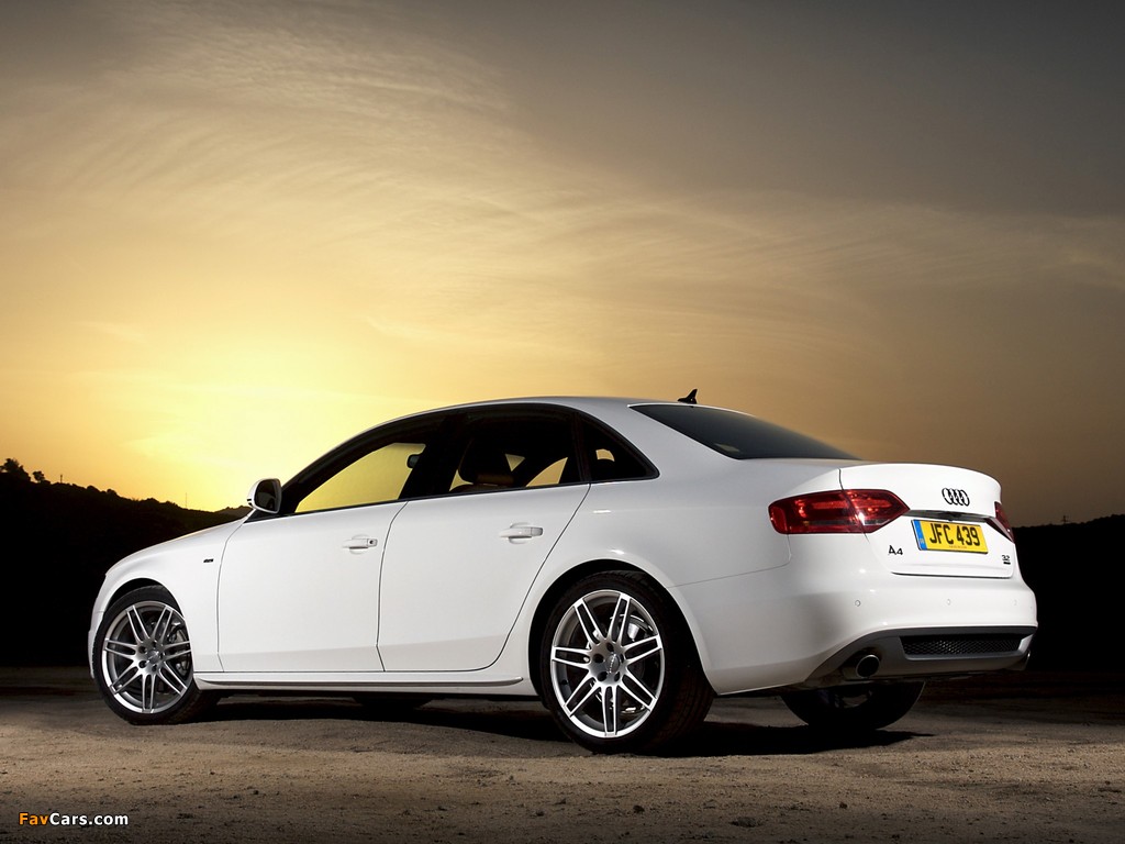 Audi A4 3.2 FSI quattro S-Line Sedan UK-spec B8,8K (2007–2011) wallpapers (1024 x 768)