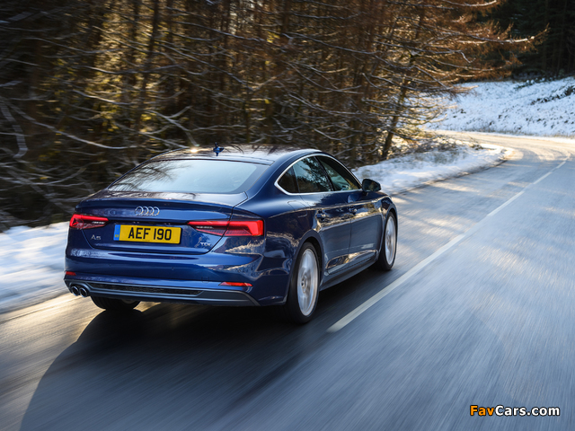 Photos of Audi A5 Sportback 2.0 TDI S line UK-spec 2017 (640 x 480)