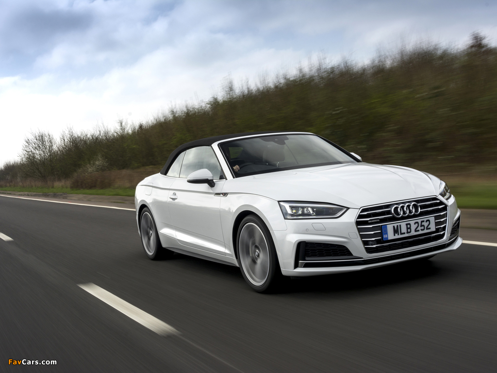 Audi A5 Cabriolet 2.0 TFSI quattro S Line UK-spec 2017 wallpapers (1024 x 768)