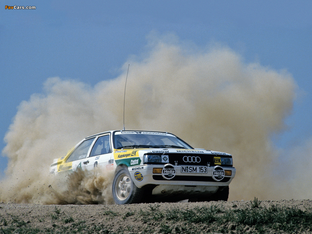 Audi Coupe quattro Rally Car (81,85) 1985–88 wallpapers (1024 x 768)