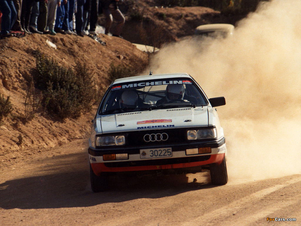 Audi Coupe quattro Rally Car (81,85) 1985–88 wallpapers (1024 x 768)