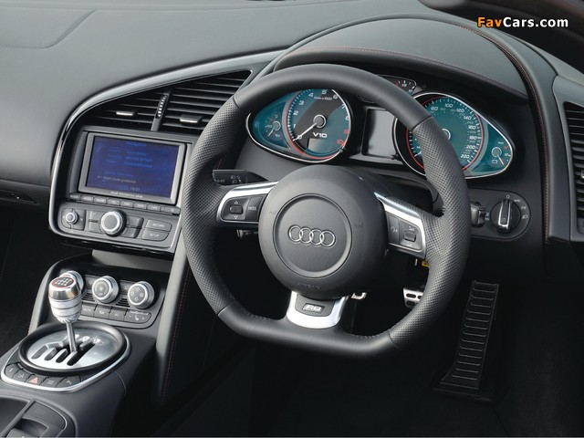 Audi R8 V10 Spyder UK-spec 2010 wallpapers (640 x 480)