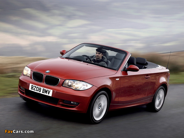 BMW 125i Cabrio UK-spec (E88) 2008–10 wallpapers (640 x 480)