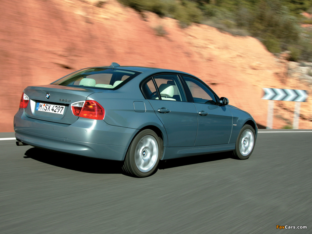 BMW 320d Sedan (E90) 2005–08 pictures (1024 x 768)