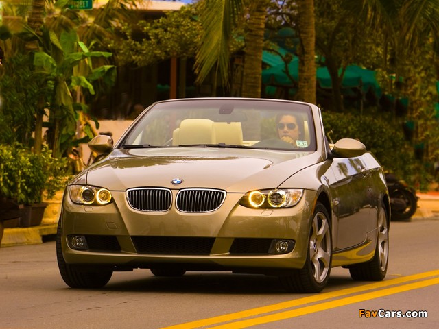 BMW 328i Cabrio US-spec (E93) 2007–10 wallpapers (640 x 480)