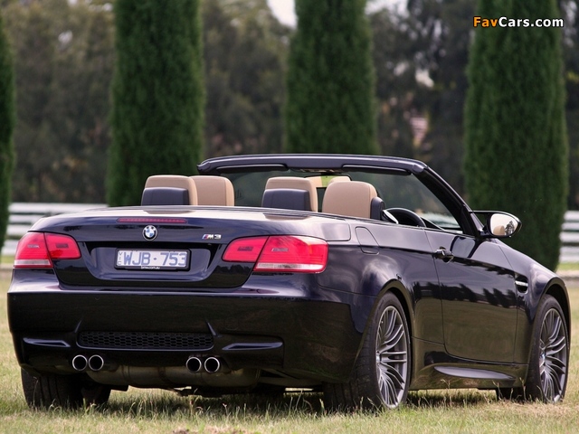 BMW M3 Cabrio AU-spec (E93) 2008 wallpapers (640 x 480)