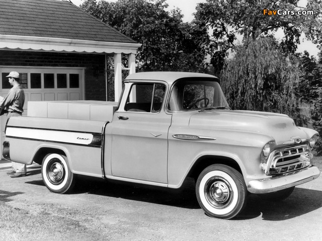 Chevrolet 3100 Cameo Fleetside Pickup (3A-3124) 1957 wallpapers (640 x 480)