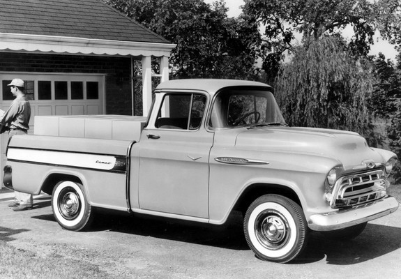 Chevrolet 3100 Cameo Fleetside Pickup (3A-3124) 1957 wallpapers