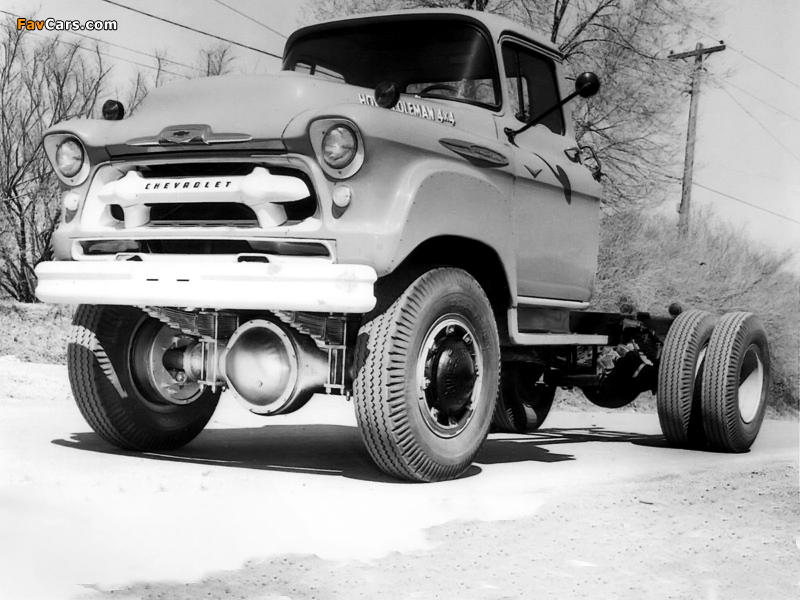 Chevrolet 4100 4x4 Chassis Cab by Coleman 1956 wallpapers (800 x 600)