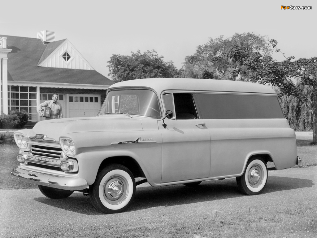 Chevrolet Apache 31 Panel Van (3A-3105) 1958 wallpapers (1024 x 768)