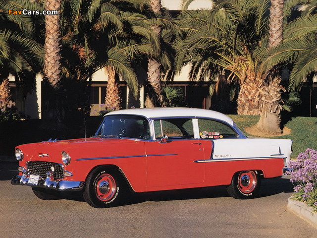 Chevrolet Bel Air 2-door Sedan (2402-1011D) 1955 wallpapers (640 x 480)