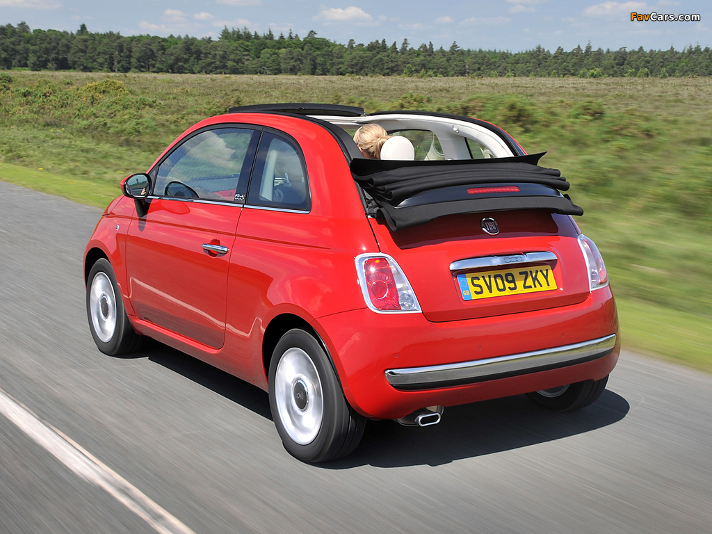 Fiat 500C UK-spec 2009 wallpapers (1024 x 768)