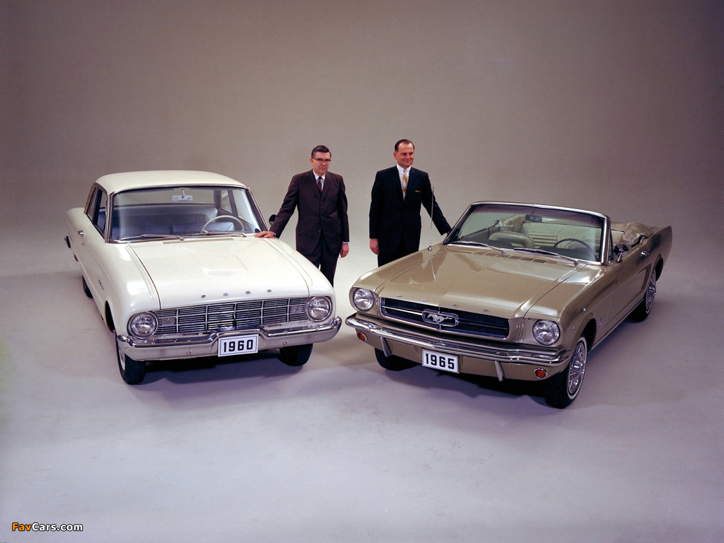 Ford Falcon 2-door Sedan 1960 & Mustang Convertible 1965 images (1024 x 768)