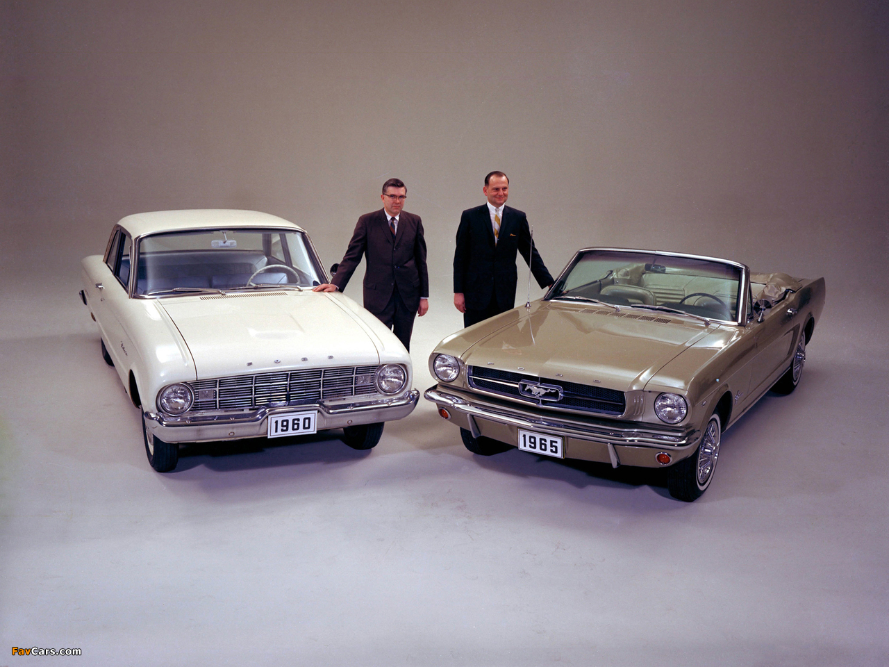 Ford Falcon 2-door Sedan 1960 & Mustang Convertible 1965 images (1280 x 960)