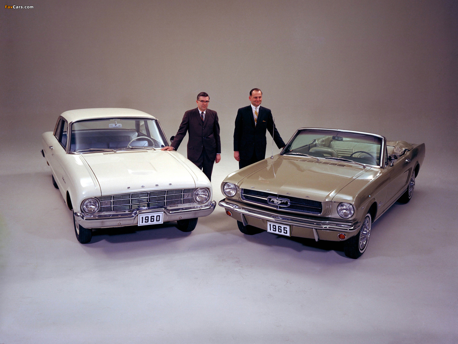 Ford Falcon 2-door Sedan 1960 & Mustang Convertible 1965 images (1600 x 1200)