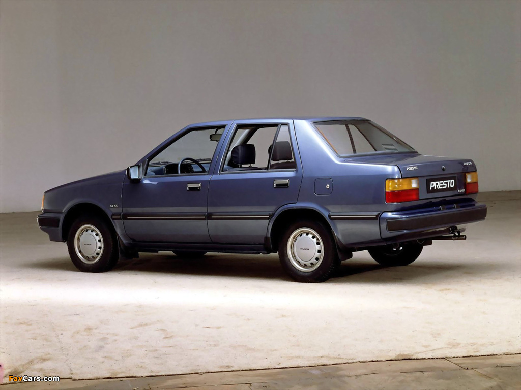 Hyundai Presto Sedan (X1) 1985–89 photos (1024 x 768)