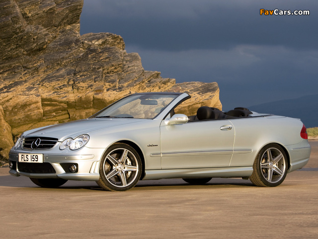 Mercedes-Benz CLK 63 AMG Cabrio UK-spec (A209) 2006–10 wallpapers (640 x 480)