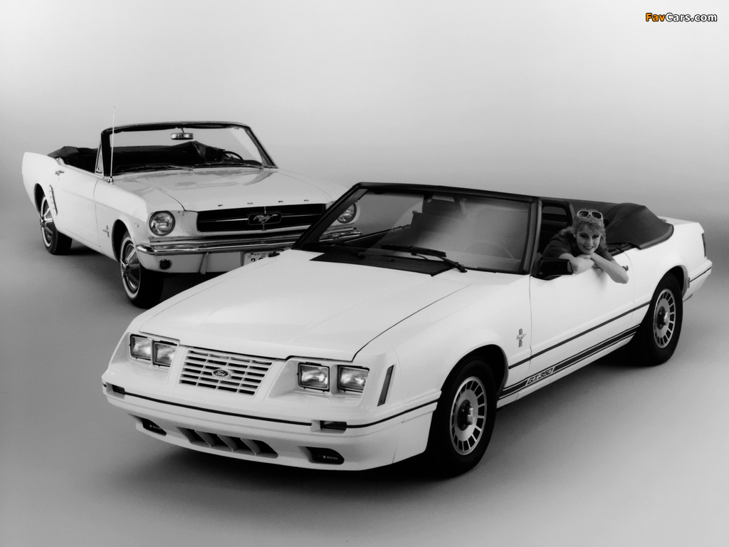 Ford Mustang 1964 & Ford Mustang GT 350 Convertible 1984 wallpapers (1024 x 768)