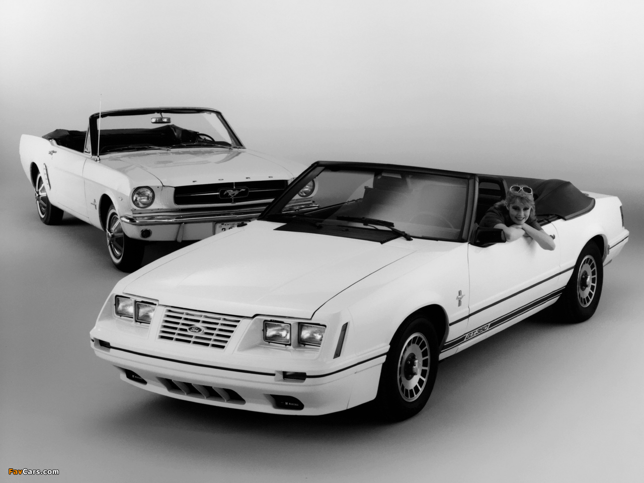 Ford Mustang 1964 & Ford Mustang GT 350 Convertible 1984 wallpapers (1280 x 960)