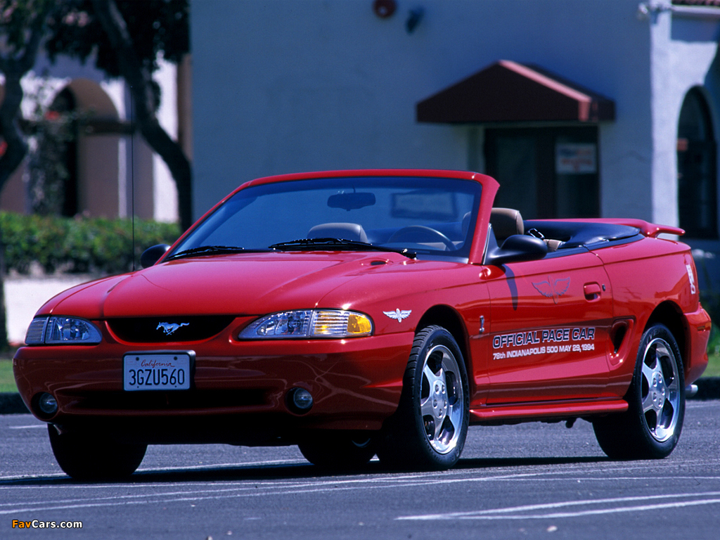 Mustang Cobra Convertible Indy 500 Pace Car 1994 pictures (1024 x 768)