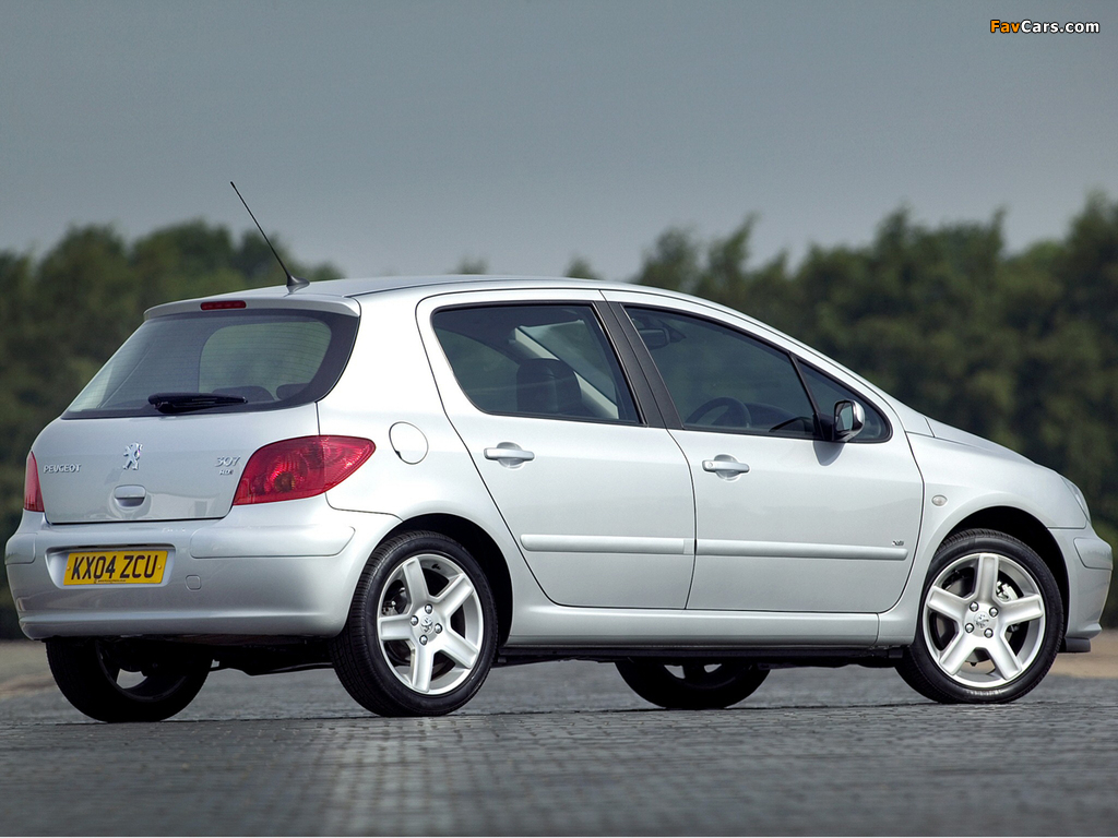 Peugeot 307 5-door UK-spec 2001–05 wallpapers (1024 x 768)