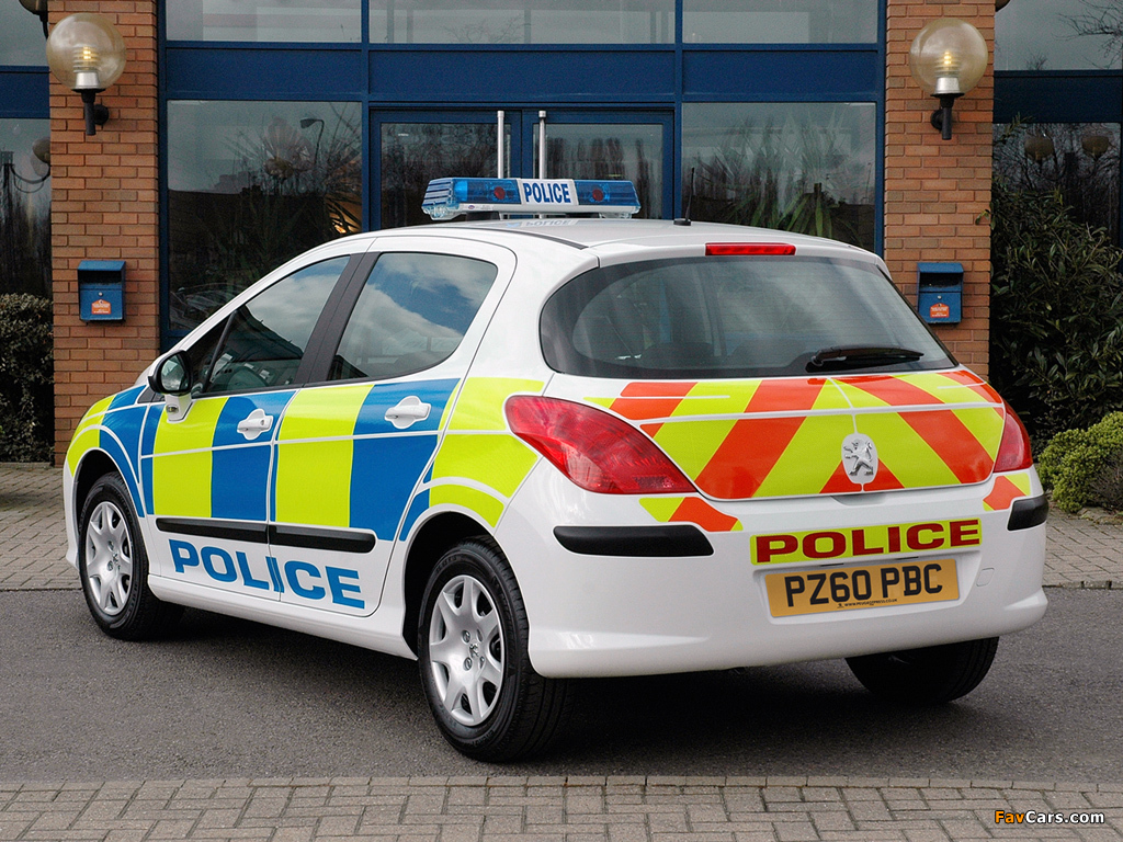 Peugeot 308 5-door Police UK-spec 2007–11 pictures (1024 x 768)