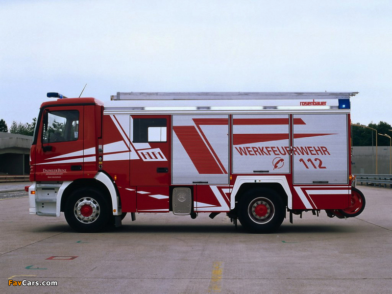 Mercedes-Benz Actros 1835 Feuerwehr by Rosenbauer (MP1) 1997–2002 wallpapers (800 x 600)