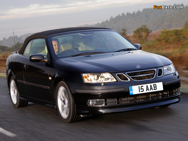 Saab 9-3 Aero Convertible UK-spec 2003–07 wallpapers (640 x 480)