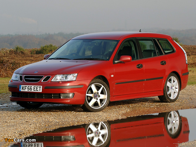 Saab 9-3 1.9TiD SportCombi UK-spec 2005–07 wallpapers (640 x 480)