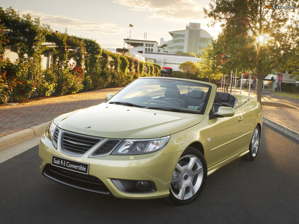 Saab 9-3 Aero Convertible UK-spec 2008–11 wallpapers (1024 x 768)