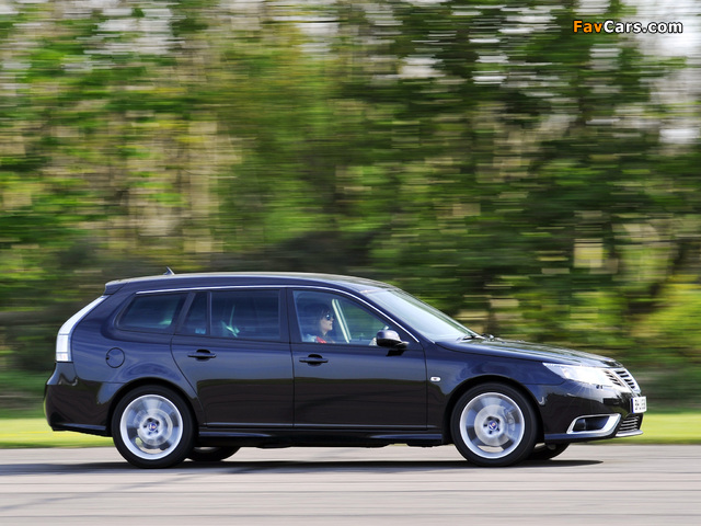 Saab 9-3 Aero SportCombi UK-spec 2008–11 wallpapers (640 x 480)